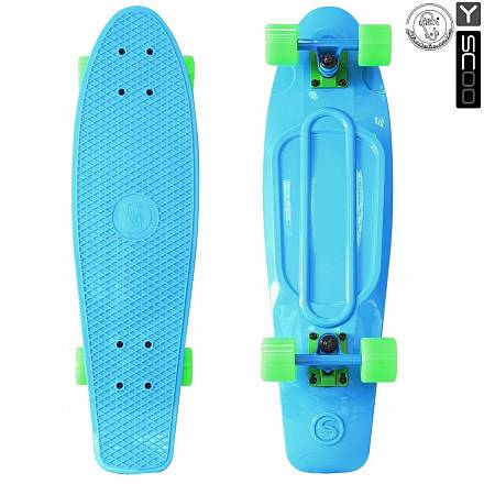 Скейтборд виниловый Y-Scoo Fishskateboard 22" 401-B с сумкой, сине-зеленый 